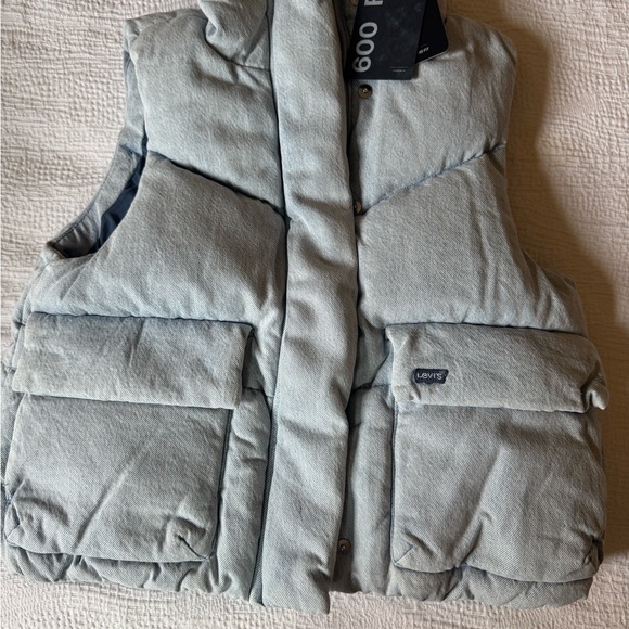 Levi’s Denim Western Bubble Puffer Vest down filled XS - Picture 2 of 6